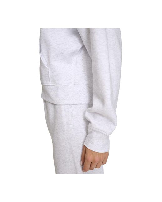 Calvin Klein White Fleece Crop Zip-front Long-sleeve Hoodie