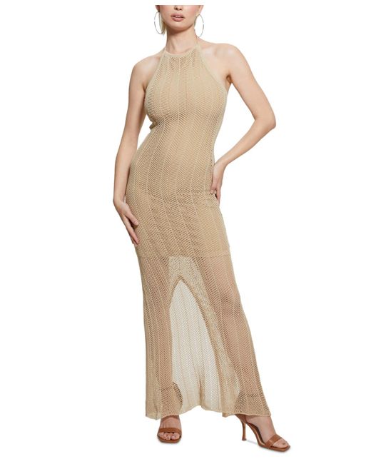 Guess Natural Sophie Halter Maxi Sweater Dress