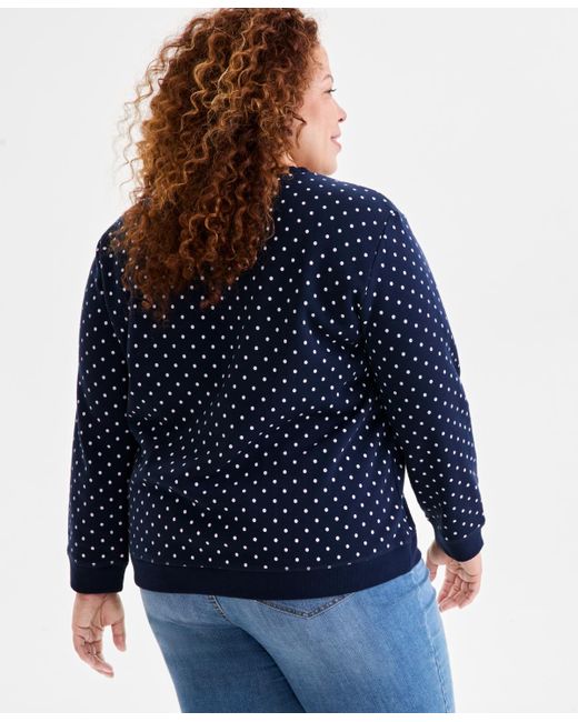 Style & Co. Blue Plus Size Printed Fleece Sweatshirt