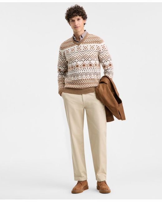 Club Room Natural Northern Geo Fair Isle V-neck Sweater for men