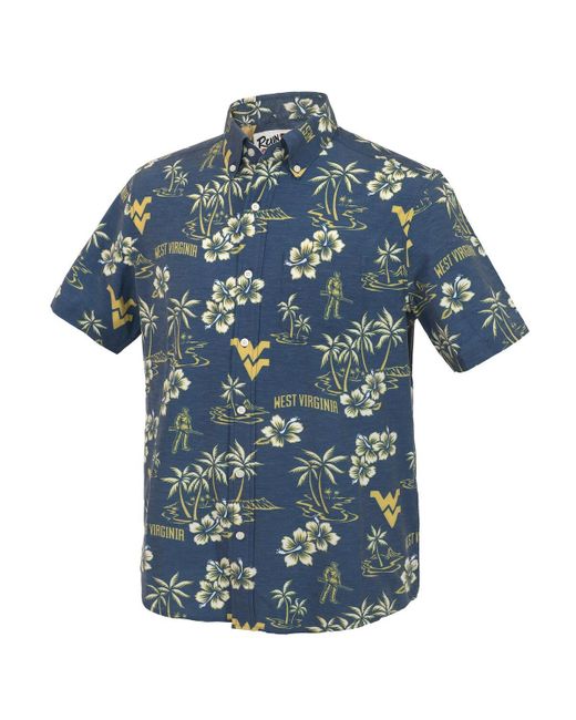 Reyn Spooner Blue West Virginia Mountaineers Kekai Classic Tri-blend Button-down Shirt for men