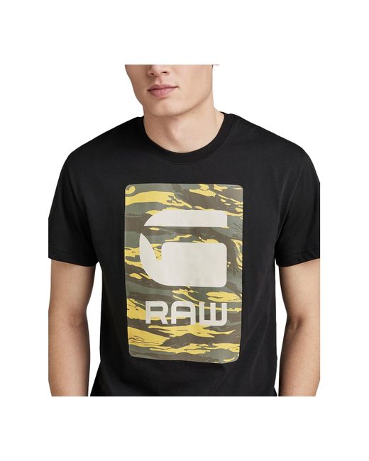 G-Star RAW Black Camo Logo Box T-shirt for men