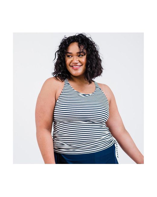 Calypsa Blue Plus Size Maya Tankini Swim Top With Removable Cups