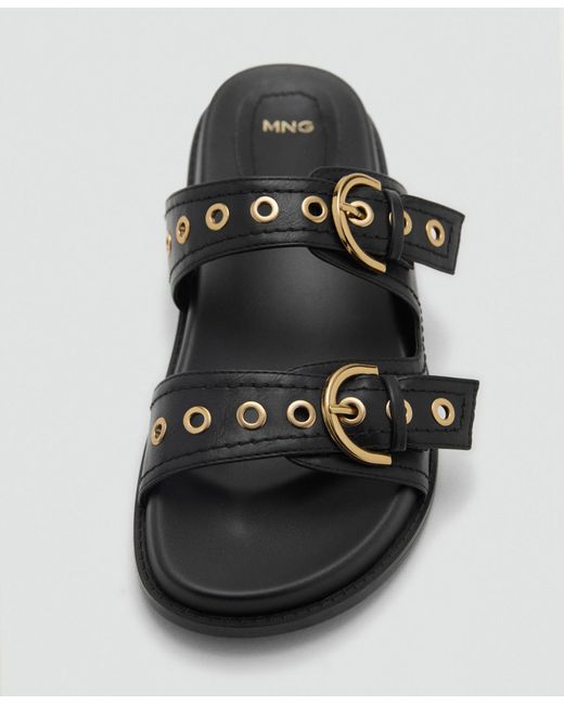 Mango Black Buckle Strap Sandals