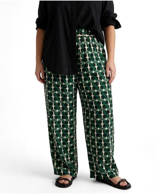 UNIVERSAL STANDARD Green Plus Size Iris Linen Easy Pull-on Pants