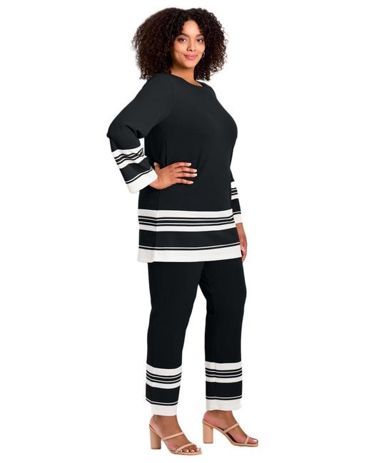 Avenue Black Plus Size Border Stripe Tunic