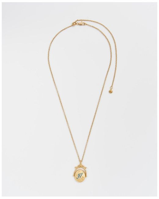 Fable England White Hydrangea Initial Spinner Necklace