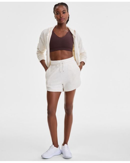 ID Ideology White Drawstring-waist Dolphin-hem Shorts
