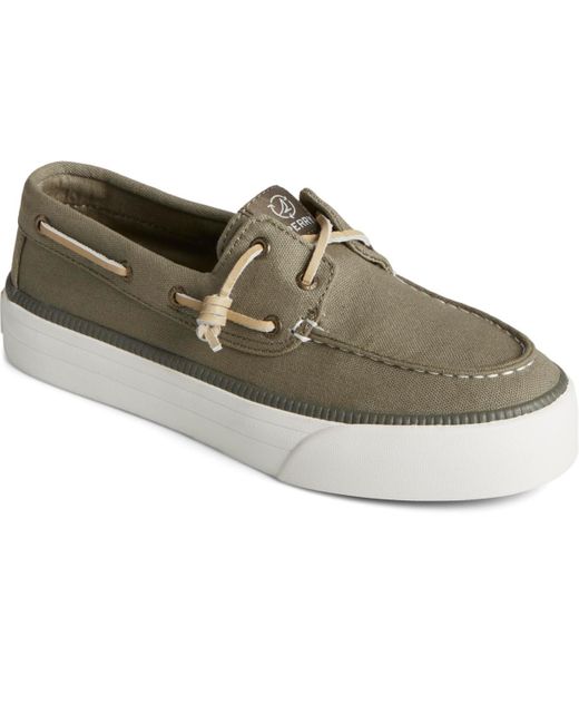 Sperry Top-Sider Green Sea Cycled Bahama 3.0 Platform Textile Boat Shoe Sneakers