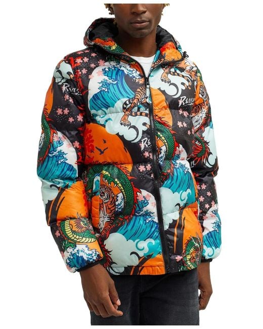 Reason Red Dragon Puffer Jacket for men
