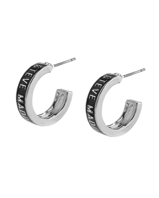 Steve Madden Metallic Black Signature Logo huggie Earrings