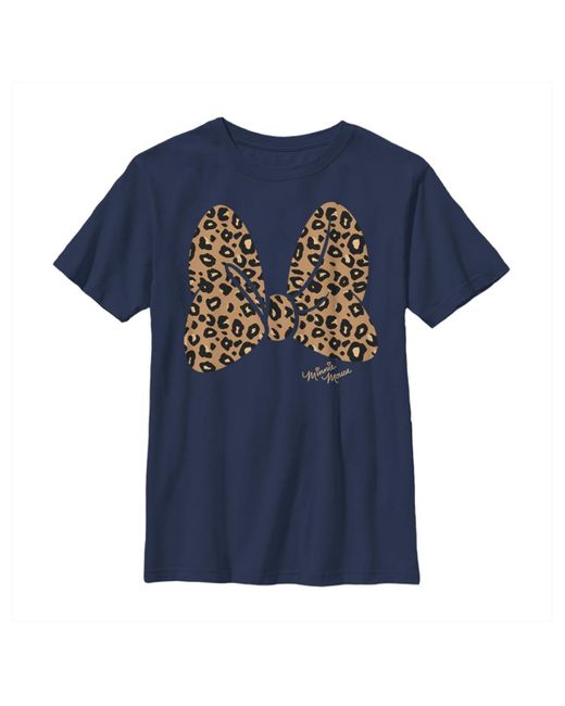 Disney Blue Boys Mickey & Friends Mickey & Minnie Mouse Cheetah Print Bow Signature T-shirt for men