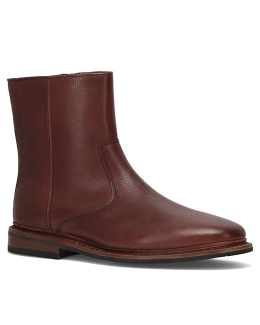 Frye Brown Paul Inside Zipper Round Toe Ankle Boots for men