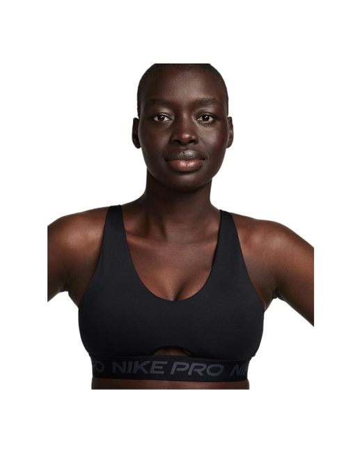 Nike Brown Pro Indy Plunge Medium-support Padded Sports Bra