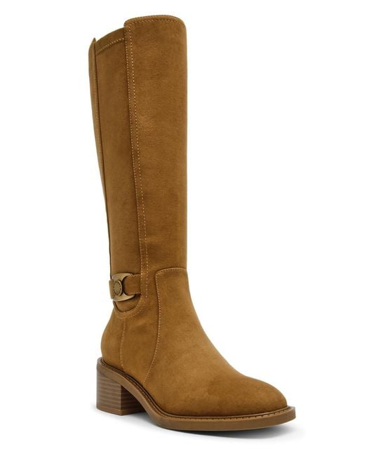 Anne Klein Brown Anessa Block Heel Knee High Boots