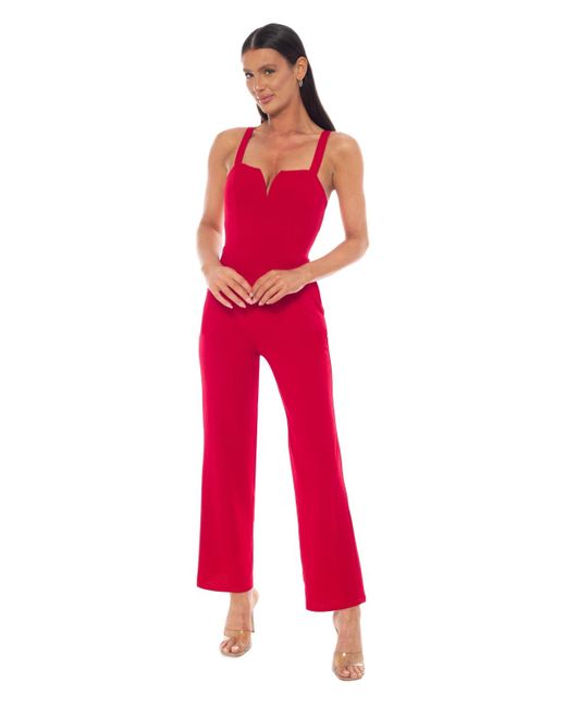 Bebe Red V-wire Core Jumpsuit