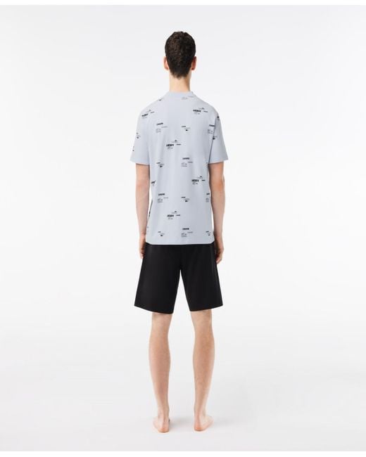 Lacoste White Print Top Pajama Set for men
