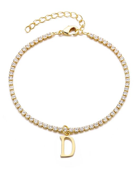 Adornia Metallic Gold Crystal Initial Charm Tennis Bracelet