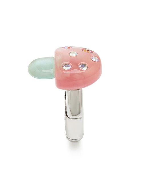 Betsey Johnson Pink Faux Stone Spring Mushroom Cocktail Ring
