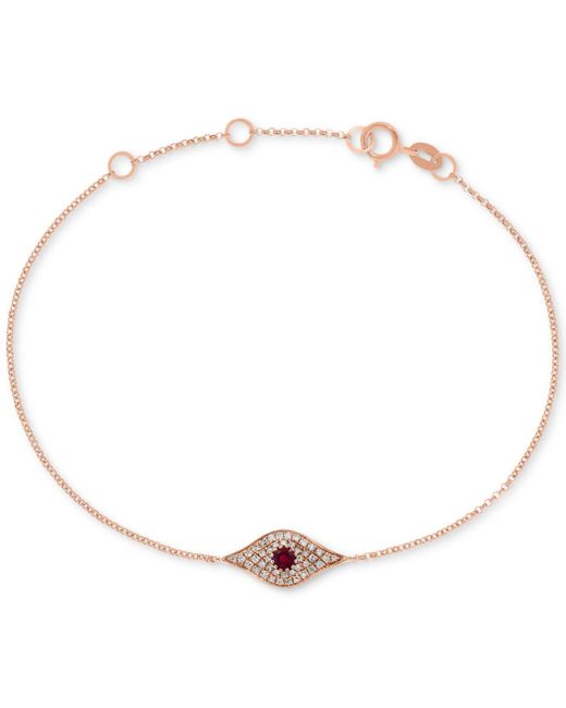 Effy Red Effy® Ruby (1/6 Ct. T.w.) And Diamond Accent Evil Eye Bracelet In 14k Rose Gold