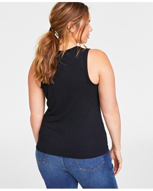 On 34th Black Ribbed High-neck Tank Top