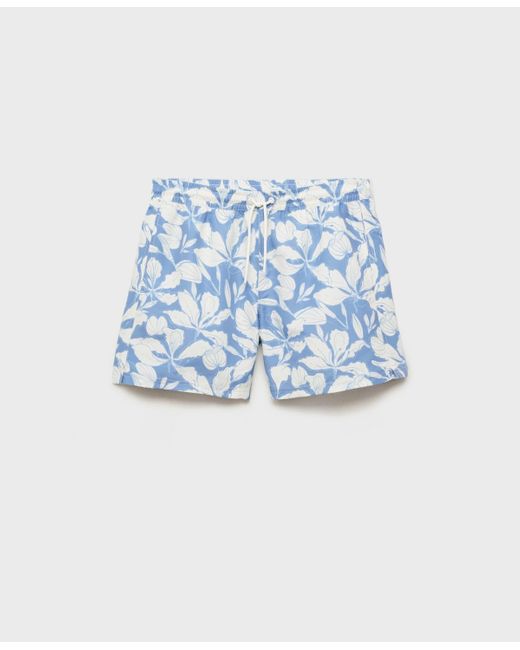 Mango Blue Floral Print Swim Trunks for men