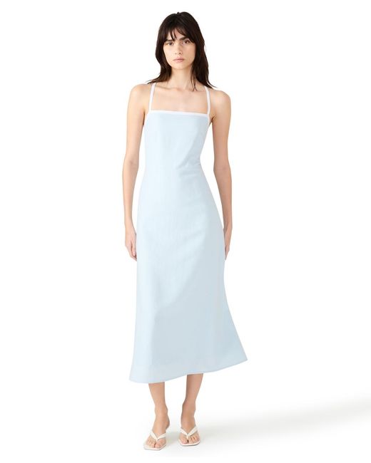 Steve Madden Blue Riyan Tipped Apron-neck Midi Dress