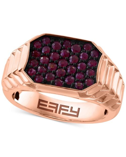 Effy Pink Effy Ruby Cluster Ridge Texture Ring (1-1/20 Ct. T.w. for men