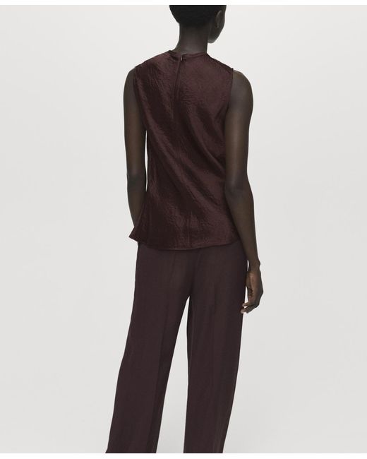 Mango Purple Wrinkled-effect Satin Blouse