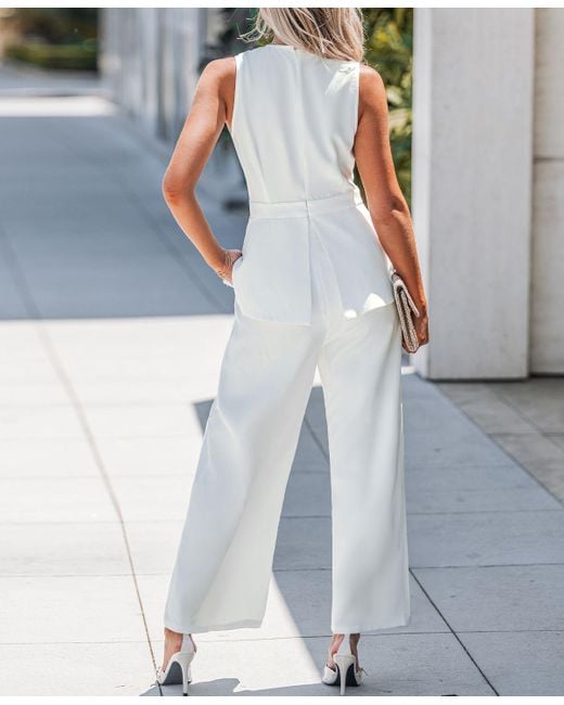 CUPSHE White Elegant Sleeveless Jumpsuit