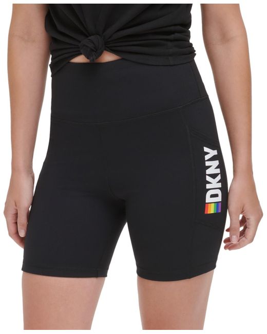 DKNY Black Sport Rainbow Pride High Rise Bike Shorts