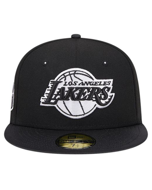 KTZ Black Los Angeles Lakers Active Satin Visor 59fifty Fitted Hat for men