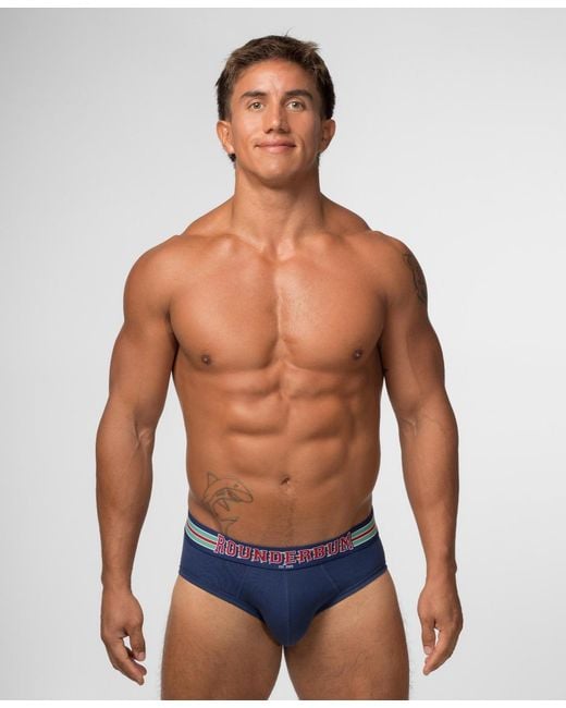 Rounderbum Blue Varsity Package Brief 5-pack for men