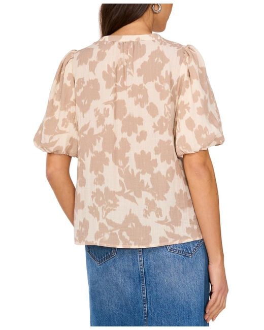 Vince Camuto Blue Puff-sleeve Printed Top