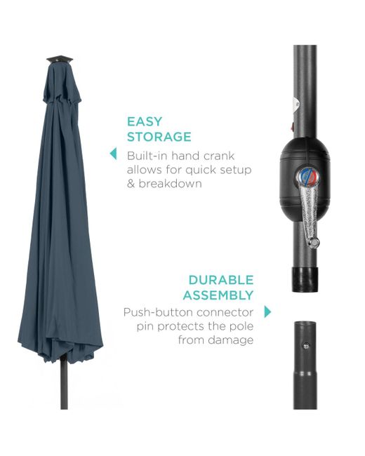 Best Choice Products Blue 10ft Solar Led Lighted Patio Umbrella W/ Tilt Adjustment