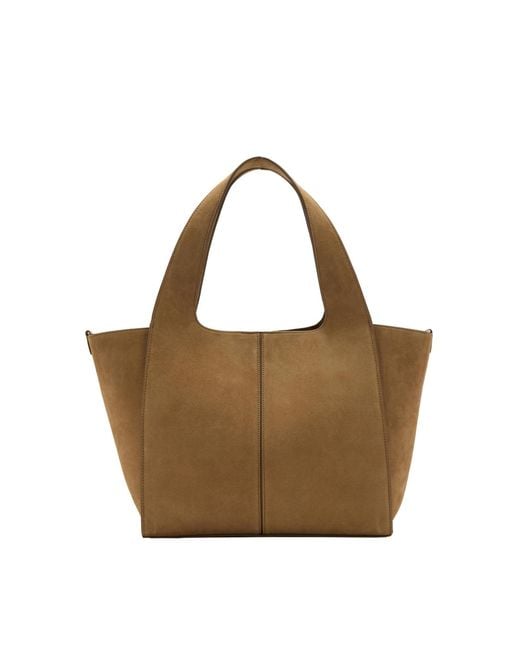 Mango Brown Leather Shopper Bag