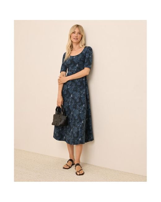 Pact Organic Cotton Fit & Flare Scoop Midi Dress in Blue | Lyst Pact Organic Cotton Fit & Flare Scoop Midi Dress in Blue | Lyst