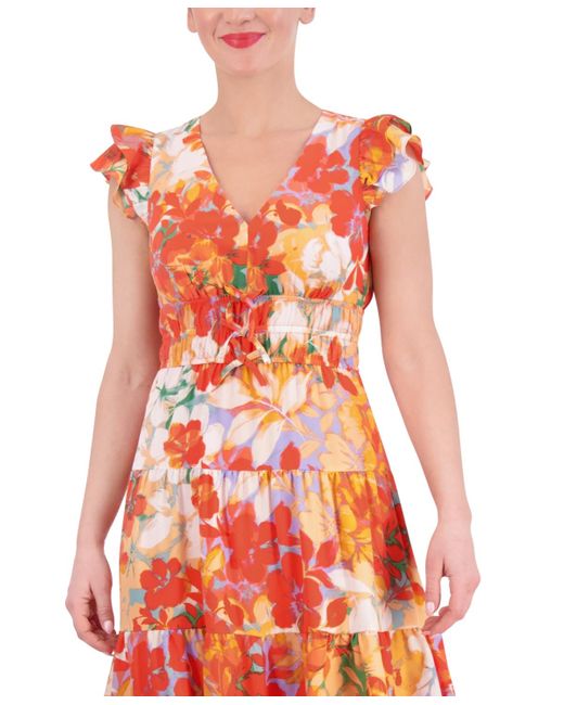Vince Camuto Floral-print Tiered Midi Dress