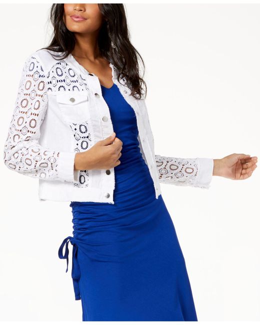 INC International Concepts White I.n.c. Sheer Lace Jacket, Created For Macy's