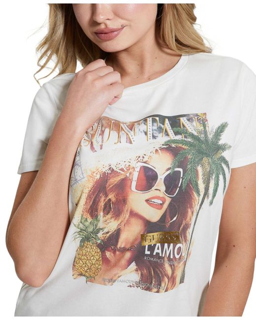 Guess White Suntan Cover Graphic Easy T-shirt