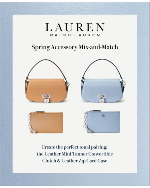 Lauren by Ralph Lauren Blue Leather Zip Card Case