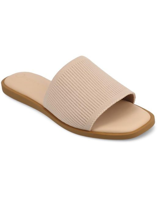 Journee Collection White Prisilla Single Band Slide Flat Sandals