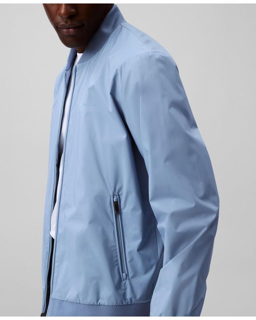 Calvin Klein Blue Logo-print Matte Bomber Jacket for men