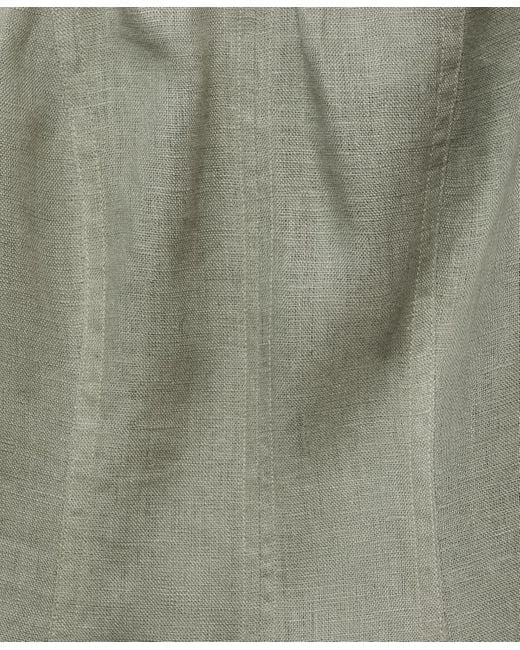 Mango Green Puffed-sleeve Linen Dress