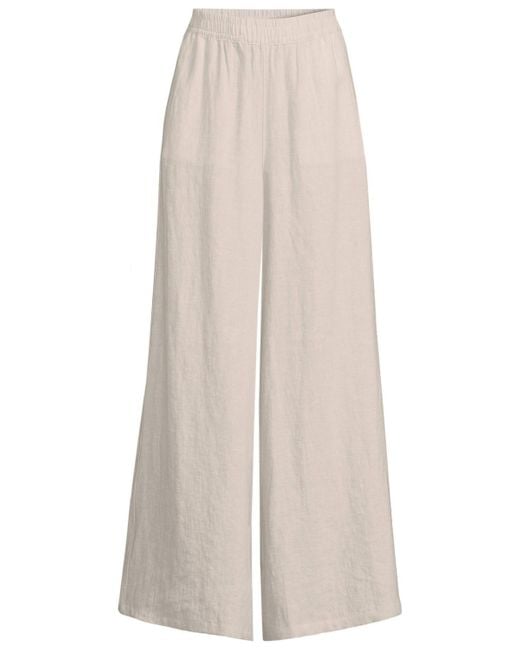 Lands' End Natural Plus Size Linen High Rise Palazzo Pants
