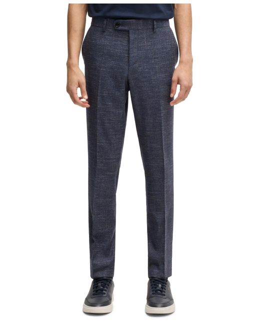 Boss Blue Boss By Patterned Wool Blend Slim-fit Trousers for men