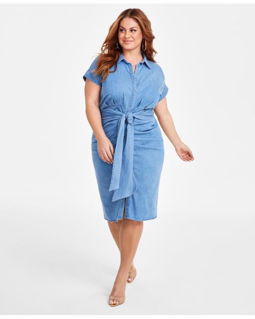 blue front tie dress Lumiere Tie Front Midi Dress | Cloud Drift | Dresses main image 0
