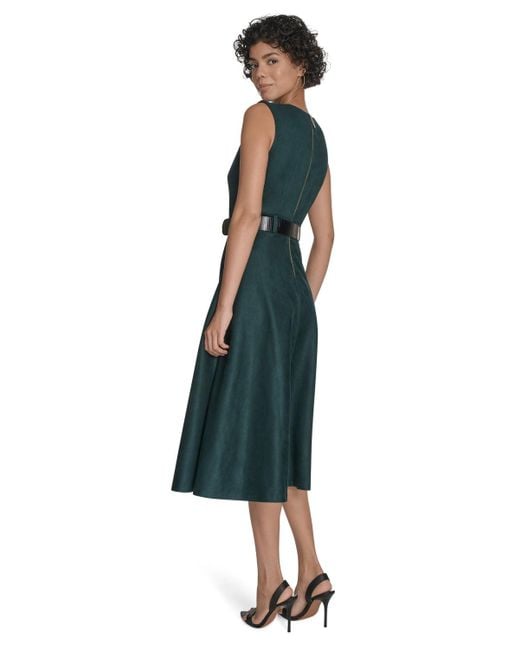 Calvin Klein Green Belted Midi Dress