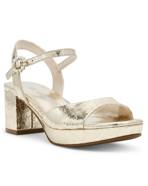 Anne Klein Metallic Piper Platform Block Heel Dress Sandals