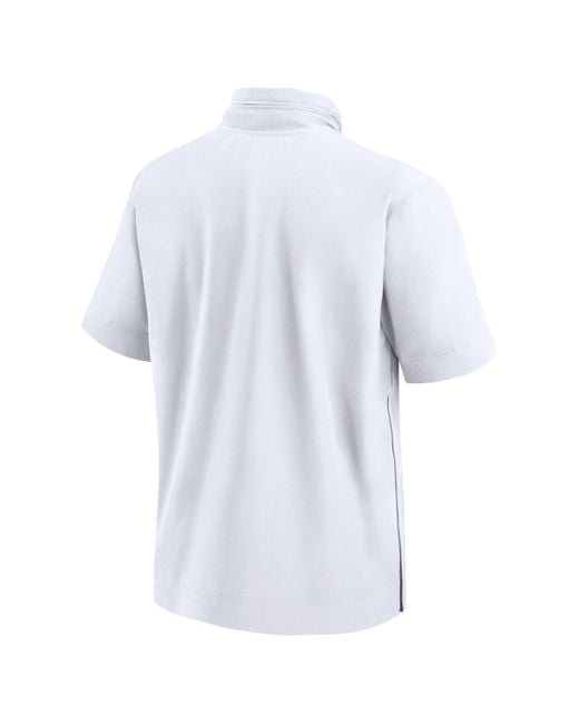 Fanatics Nike White Georgia Bulldogs 2024 Sideline Coach Short Sleeve Half-zip Hoodie Jacket for men